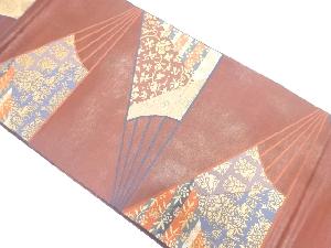 アンティーク 扇面に花兎・笹蔓模様織り出し袋帯(材料)